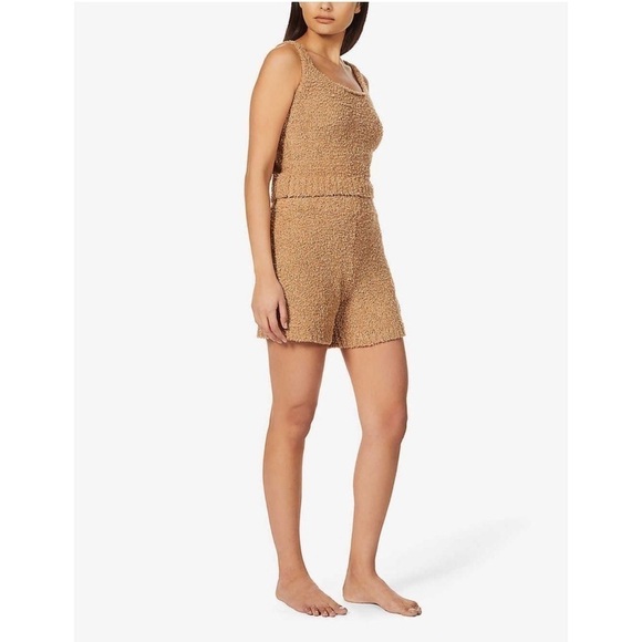 SKIMS Cozy Knit High Rise Lounge Shorts In Camel Brown - Picture 3 of 8